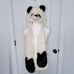NWOT Panda Hooded Scarf with Mittens for Kids or Adults - Teddy Sugar